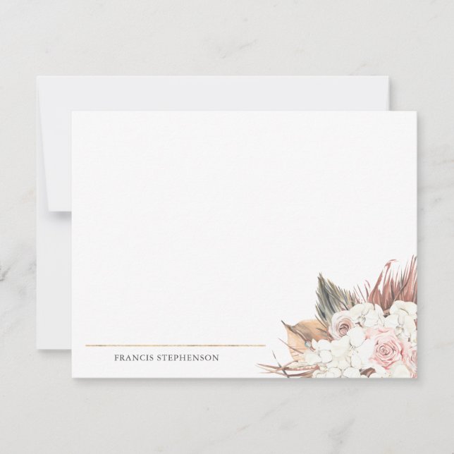 Dried Palm Foliage Full Name or Couple's Names Card (Front)