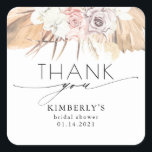 Dried Palm Leaf and White Orchid Tropical Square Sticker<br><div class="desc">Exotic foliage stickers</div>