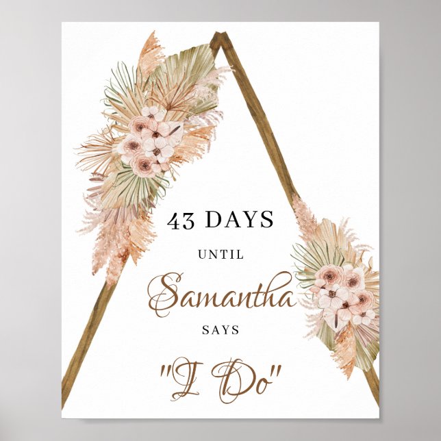 Dried Palm Leaves Pampas Grass Countdown Poster (Front)