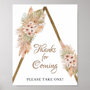 Dried Palm Leaves Pampas Grass Thanks for Coming Poster