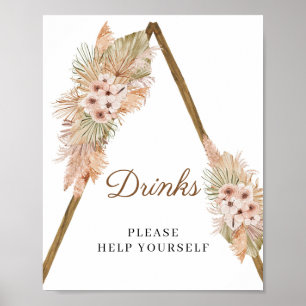 Dried Palm Pampas Grass Dusty Pink Orchid Sign