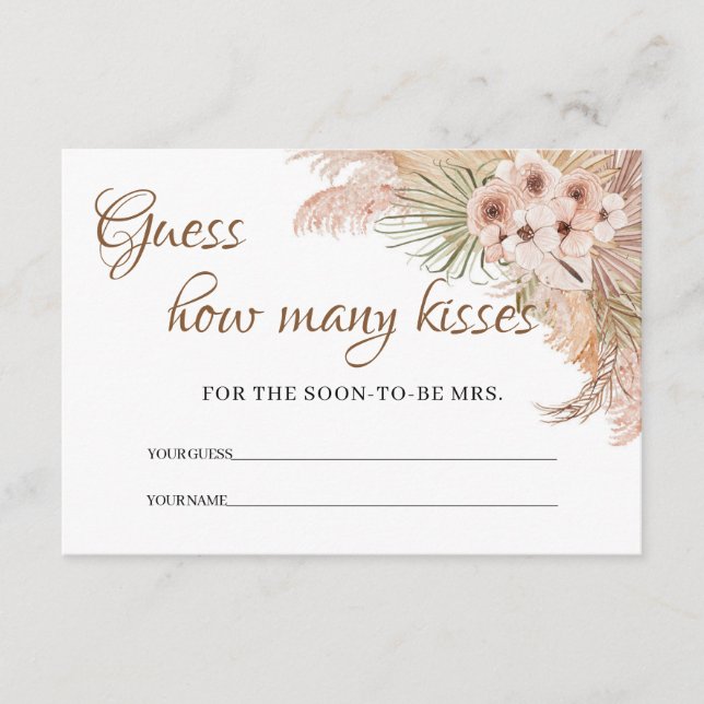  Dried Palm Pampas Grass Orchid How Many Kisses Enclosure Card (Front)