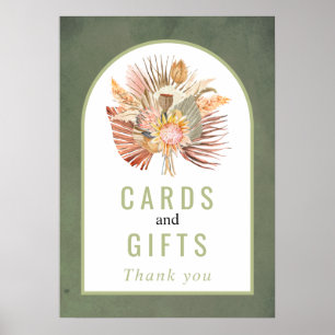 Dried palm, pampas grass sage green wedding poster