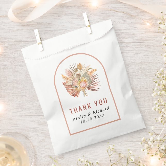 Dried palm, pampas grass Thank You wedding Favour Bags (Clipped)