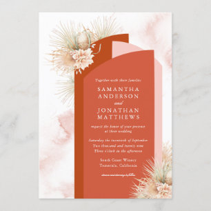 Dried Palms Blush and Rust Wedding Invitation