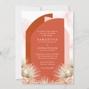Dried Palms Shades of Rust Wedding Invitation