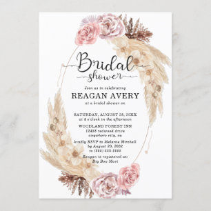 Dried Pampas Grass Floral Bridal Shower Invitation