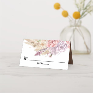 Dried Pampas Grass Floral Brown Wedding Place Card