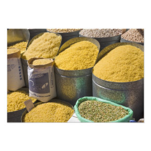 Dried pasta and beans for sale, Marrakech, 2 Photo Print