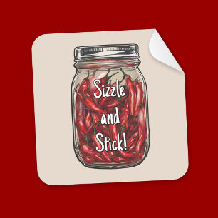 Dried Peppers Jar Square Sticker
