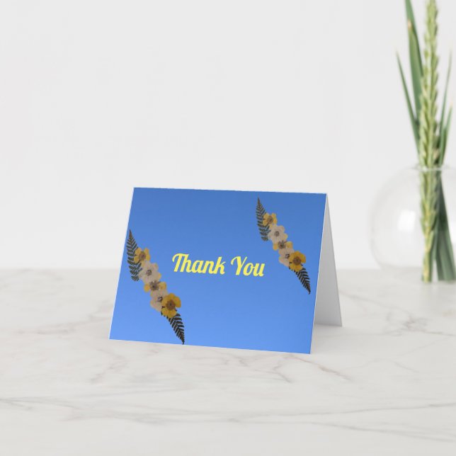 Dried Press Buttercup Thank You Card (Front)