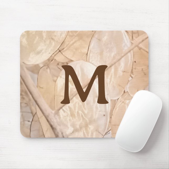 Dried Silver Dollar Photo Custom Single Initial Mouse Mat (With Mouse)