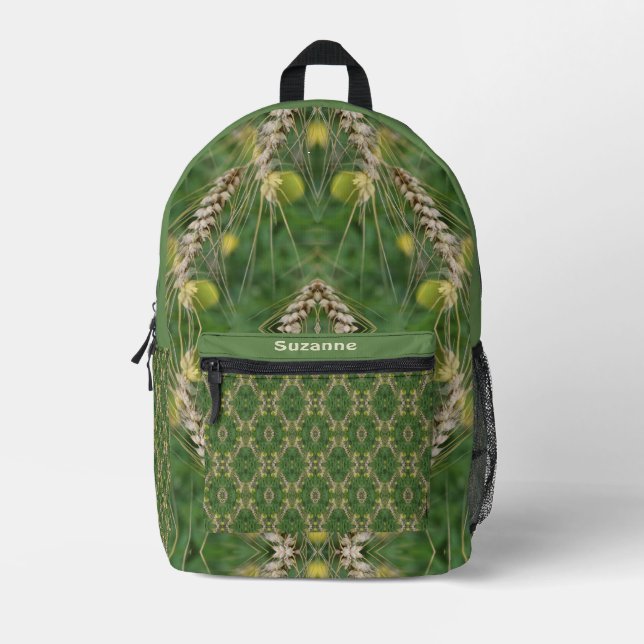 Dried Summer Grass Abstract Personalised Printed Backpack (Front)