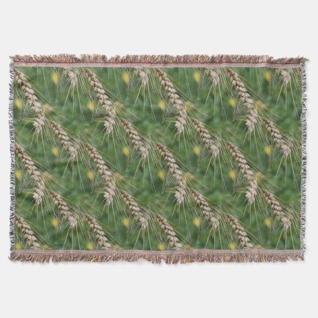 Dried Summer Grass Nature Art Pattern Throw Blanket (Front)