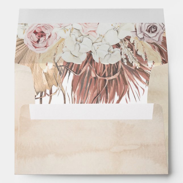 Dried Sun Palm Leaf Muted Florals Tropical Envelope (Back (Bottom))