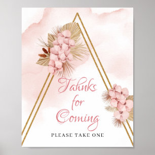 Dried Tropical Flowers Thanks for Coming Sign