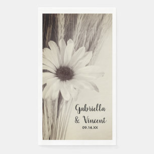 Dried Wheat and Daisy Country Farm Wedding Napkin