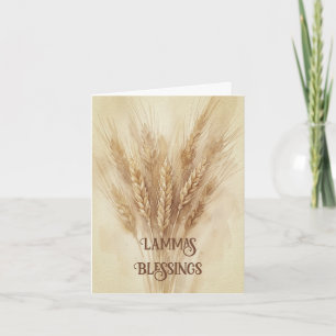 Dried Wheat Grains Watercolor Lammas Day Blessings Card