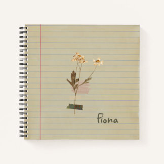 Dried wild flowers vintage journal notebook