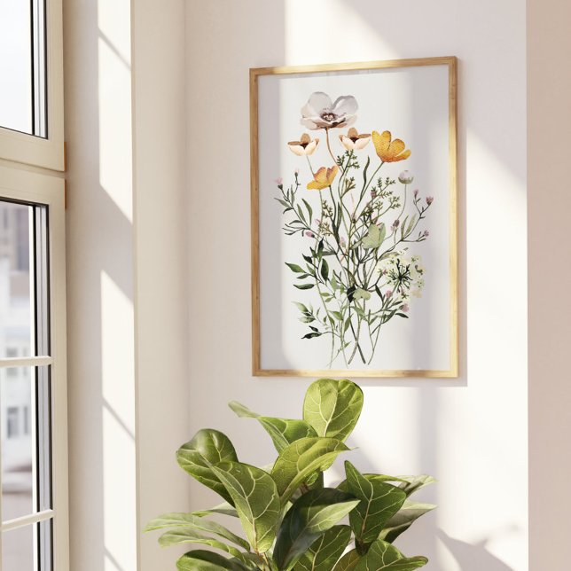 Dried Wildflower Bouquet Poster (In situ Beside the window)
