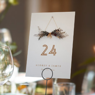 Dried Wildflower Pampas Rustic Wedding Decor Table Number