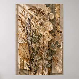 Dried Wildflowers and Translucent Seed Pods Botani Poster