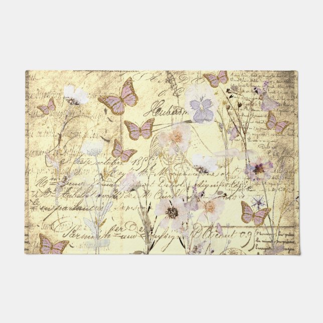 dried wildflowers butterflies doormat (Front)