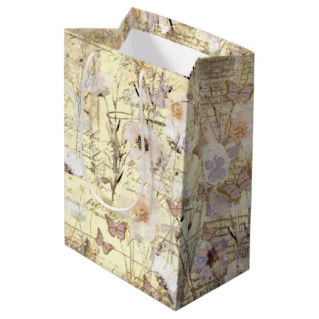 dried wildflowers butterflies medium gift bag (Back Angled)