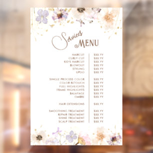 Dried Wildflowers Services Menu Window Cling