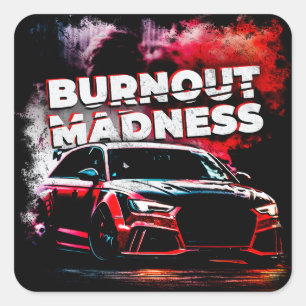 Drift Car Burnout Madness Drifter Powerslide Square Sticker