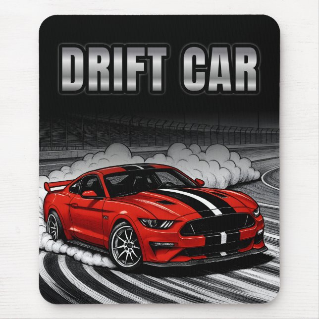 Drift Car Red Muscle Mouse Mat (Front)