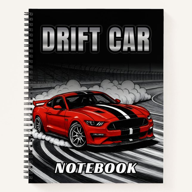 Drift Car Red Muscle Notebook (Front)