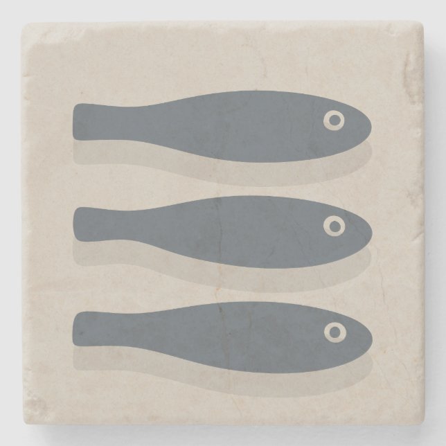 Drift In Silence-Misty Beige & Soft Slate Stone Coaster (Front)