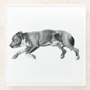 Drift into Calm – Detailed Dog Slumber Glass Coaster