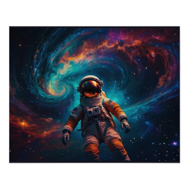 Drifting Astronaut in Outer Space Poster (Front)