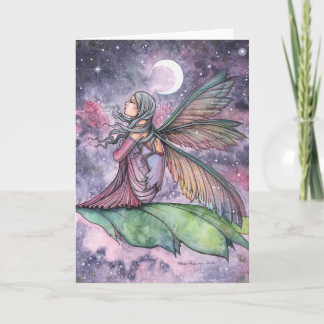 Drifting Away Fairy Watercolor Art Molly Harrison Card (Front)