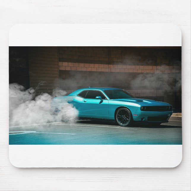 Drifting Blue Muscle Car Mouse Mat (Front)