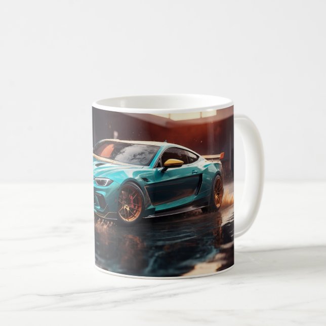 Drifting Classic Blue Sports Car Coffee Mug (Front Right)