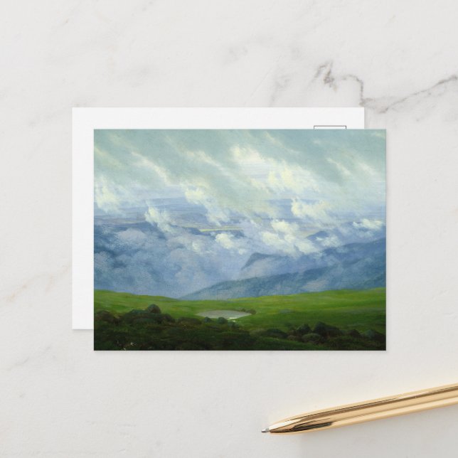 Drifting Clouds by Caspar David Friedrich Holiday Postcard (Front/Back In Situ)