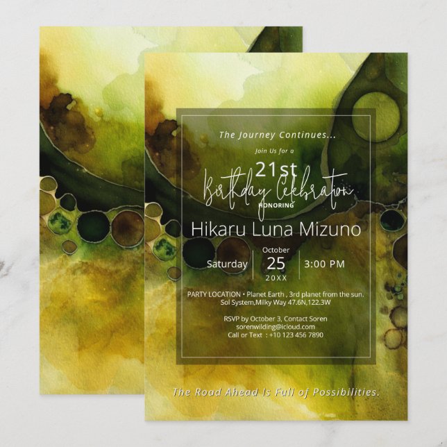 Drifting Horizon | Abstract Watercolor   Invitation (Front/Back)