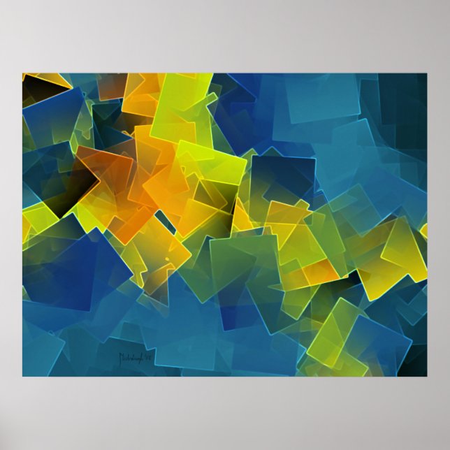 Drifting planes - colourful abstract art print (Front)