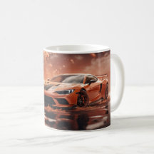 Drifting Racing Orange Sports Car