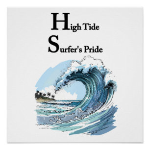 “Drifting Through Echoes” Summer surfing waves Poster