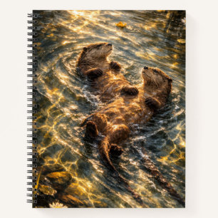 Drifting Together   River Otter Art   Notebook