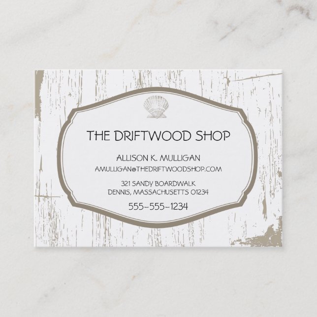 DRIFTWOOD AND SCALLOPED SHELL BUSINESS CARD (Front)