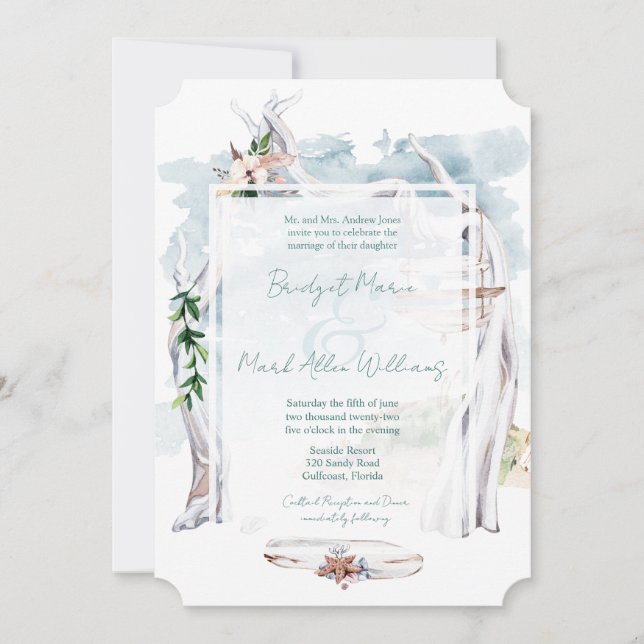 Driftwood Arbor Boho Beach Wedding Invitation (Front)