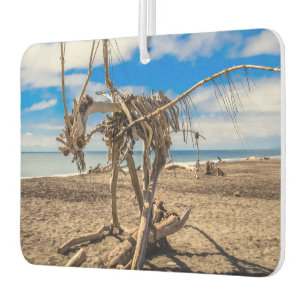 Driftwood artwork on Hokitika Beach, New Zealand Car Air Freshener