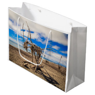 Driftwood artwork on Hokitika Beach, New Zealand Large Gift Bag