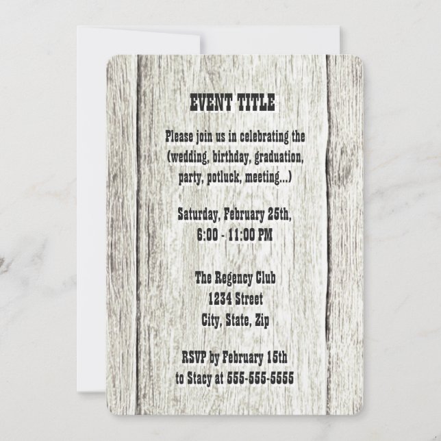 Driftwood Background Invitation (Front)