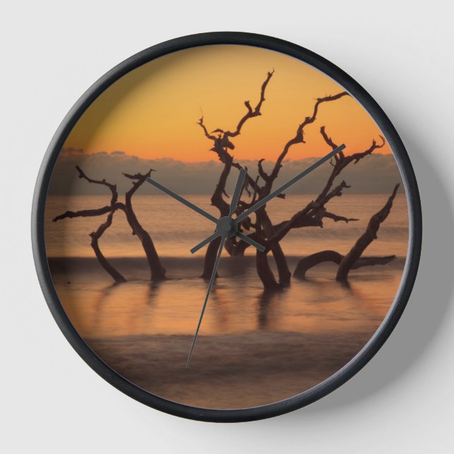 Driftwood Beach at Sunrise Jekyll Island Georgia Clock (Front)